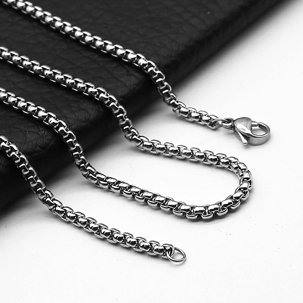 1Pc Stainless Steel Square Rolo Chain Necklace 2mm-5mm Unisex Design