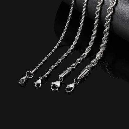 2-6MM Stainless Steel Chain Bracelet For Women Men Gold Twisted Rope Fashion Jewelry