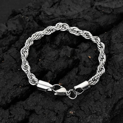 2-6MM Stainless Steel Chain Bracelet For Women Men Gold Twisted Rope Fashion Jewelry