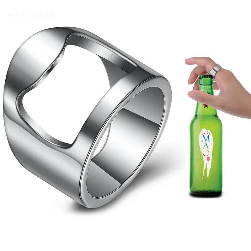 Bottle Opener Ring Stainless Steel Finger Ring Cool Kitchen Gadget