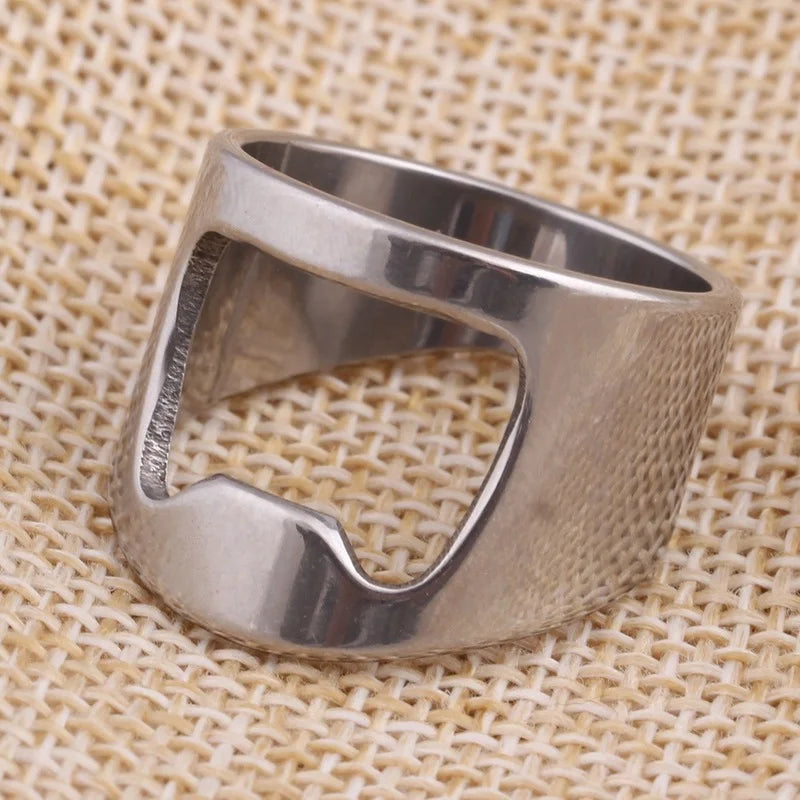 Bottle Opener Ring Stainless Steel Finger Ring Cool Kitchen Gadget