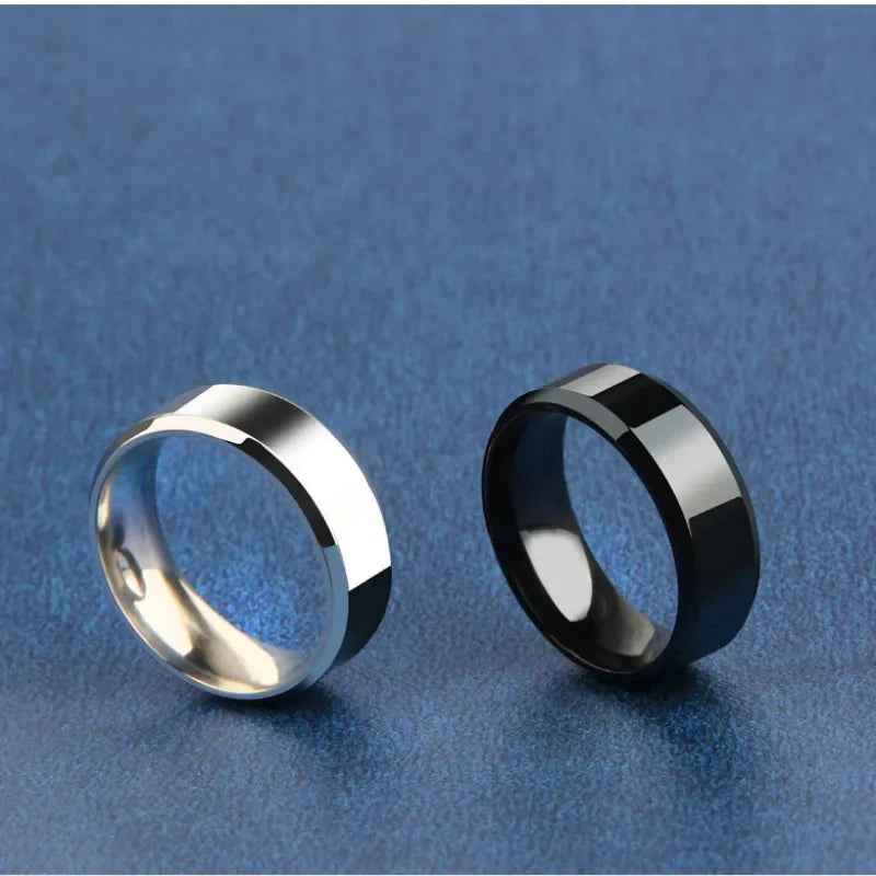 Charm Jewelry Ring for Men Women Stainless Steel Black Matte Band 8mm Quality