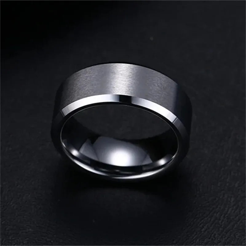 Charm Jewelry Ring for Men Women Stainless Steel Black Matte Band 8mm Quality