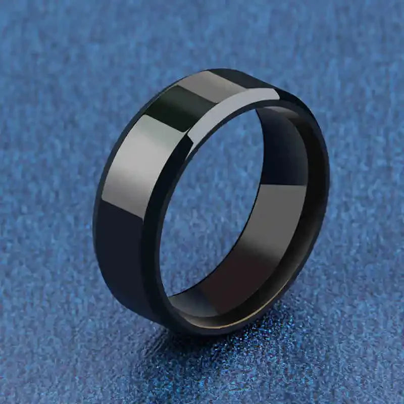 Charm Jewelry Ring for Men Women Stainless Steel Black Matte Band 8mm Quality