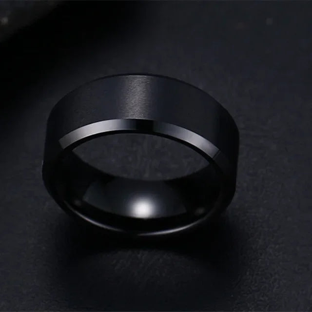 Charm Jewelry Ring for Men Women Stainless Steel Black Matte Band 8mm Quality