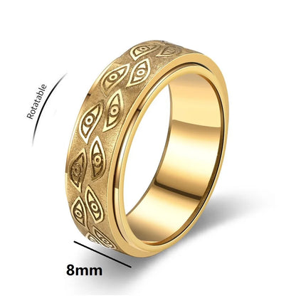 Demon Eye Rotating Anxiety Relief Spinner Ring Men Stainless Steel Fidget Ring