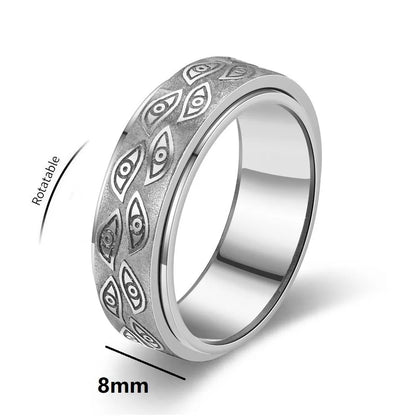 Demon Eye Rotating Anxiety Relief Spinner Ring Men Stainless Steel Fidget Ring