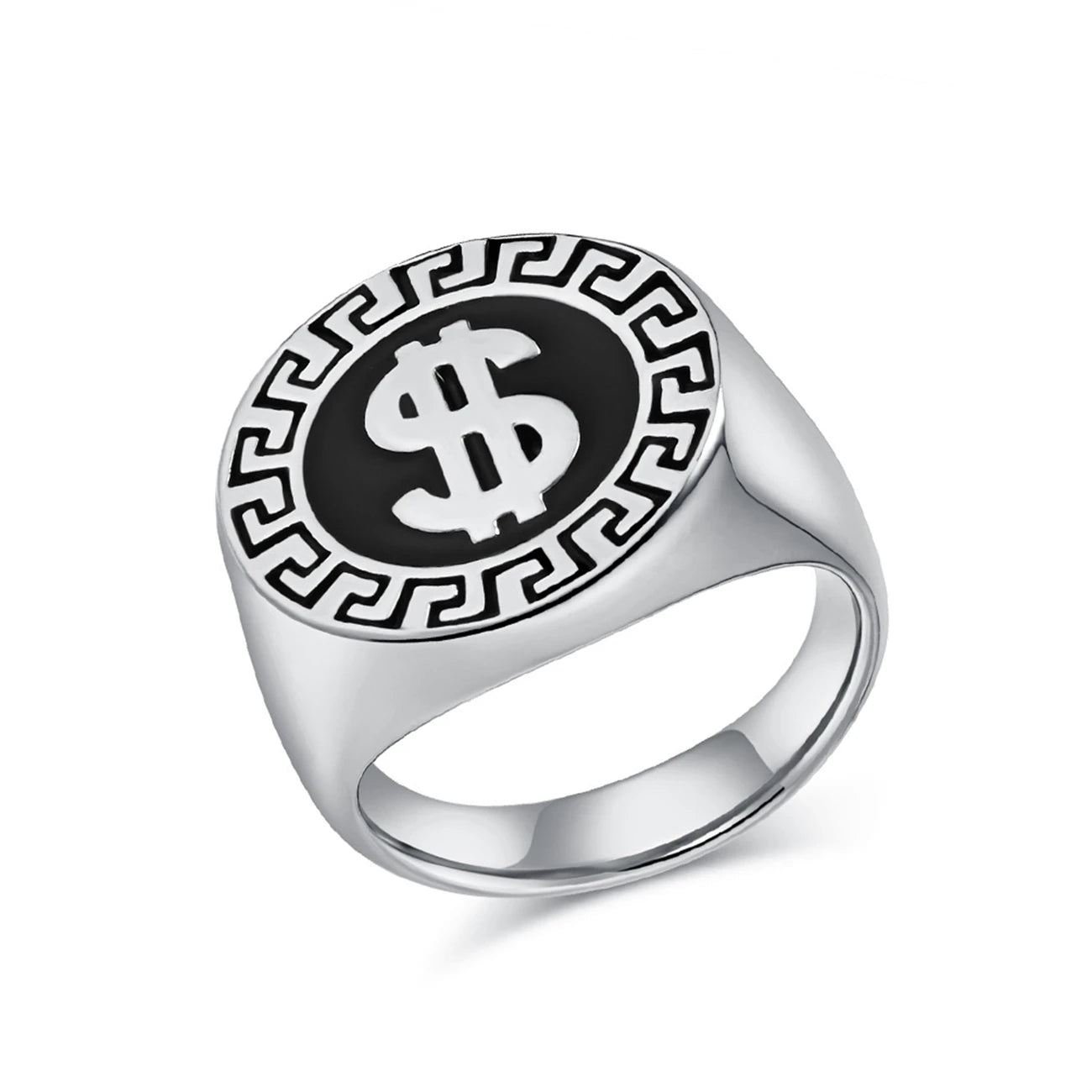 European and American Stylish Hip Hop Dollar Sign Titanium Steel Ring for Men