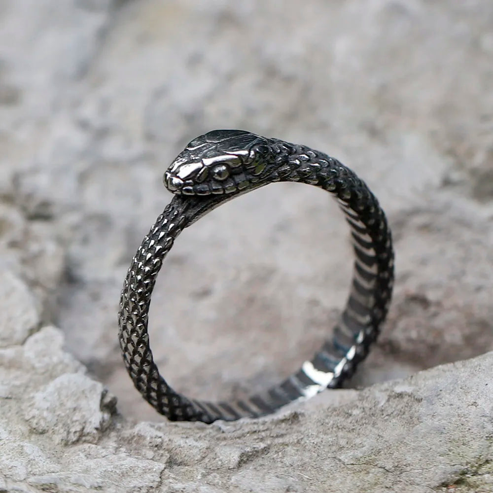 Men's 316L Stainless Steel Viking Snake Head Amulet Ring Fashion Jewelry Gifts