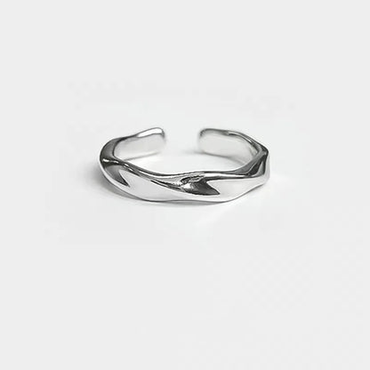 Mobius Wave Ring Silver Color Alloy Open Ring Simple Retro Jewelry for Men and Women