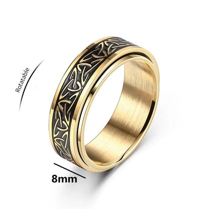 Punk Viking Script Stainless Steel Fidget Rings Men Anxiety Stress Relief Spinner