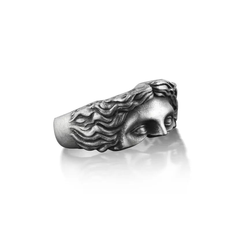 Rings For Men Creative Venus Mask Ring Retro Thai Silver Adjustable Gift