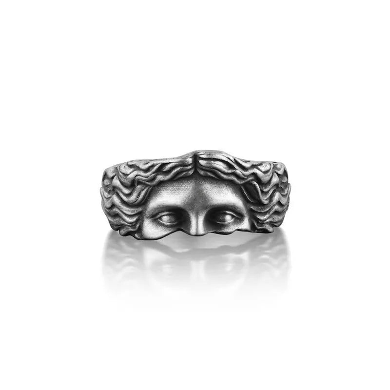 Rings For Men Creative Venus Mask Ring Retro Thai Silver Adjustable Gift